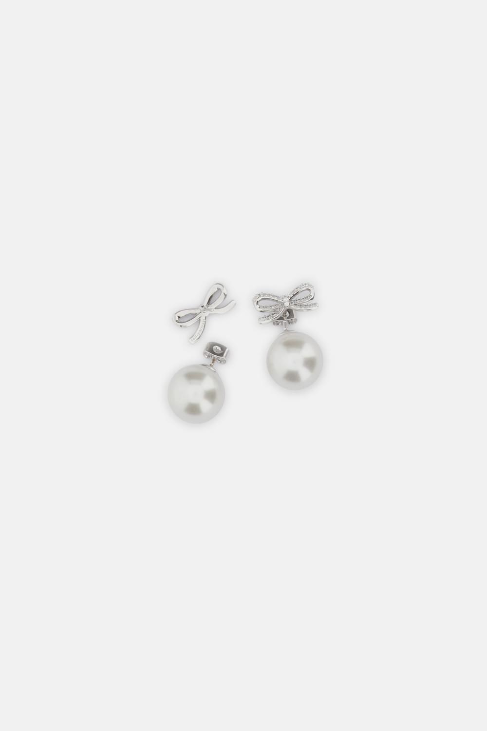 Self-Portrait Women Crystal Bow Pearl Back Earrings SELF-PORTRAIT