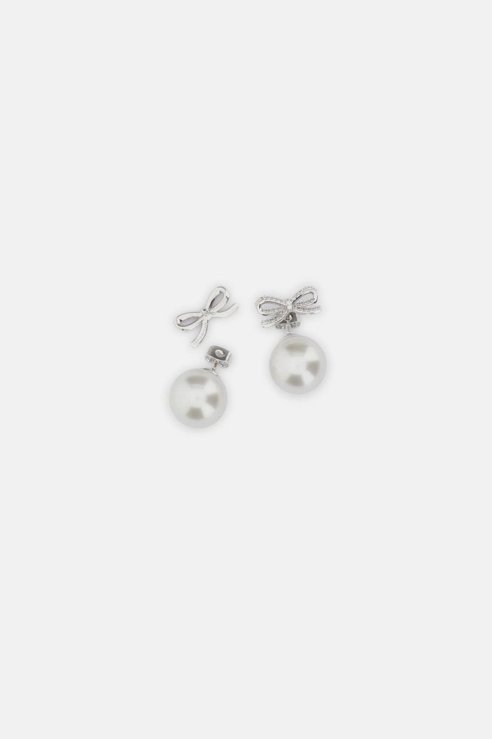 Self-Portrait Women Crystal Bow Pearl Back Earrings SELF-PORTRAIT