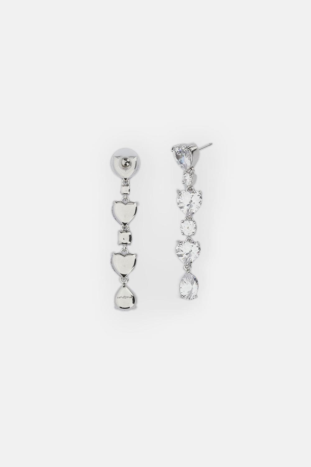 Self-Portrait Women Crystal Heart Tiered Earrings SELF-PORTRAIT