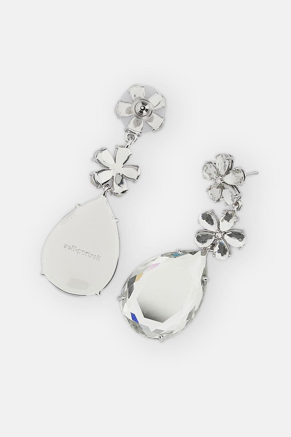 Self-Portrait Women Crystal Flower Tiered Earrings SELF-PORTRAIT