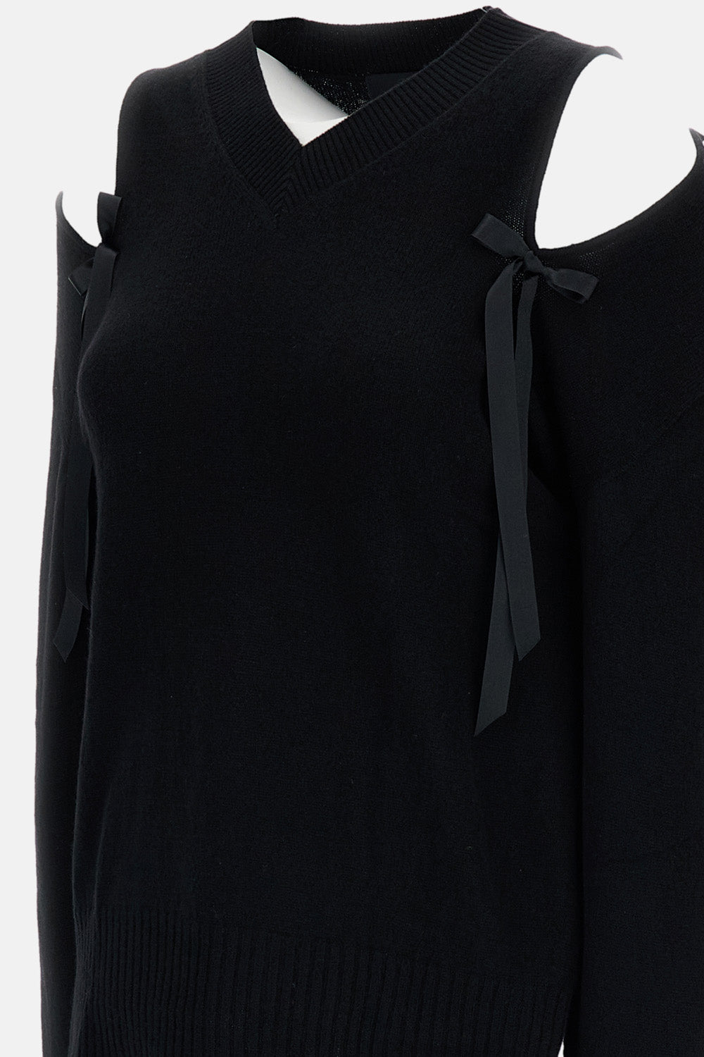 Simone Rocha Women Relaxed Cashmere Slash V-Neck Jumper W/ Bow SIMONE ROCHA