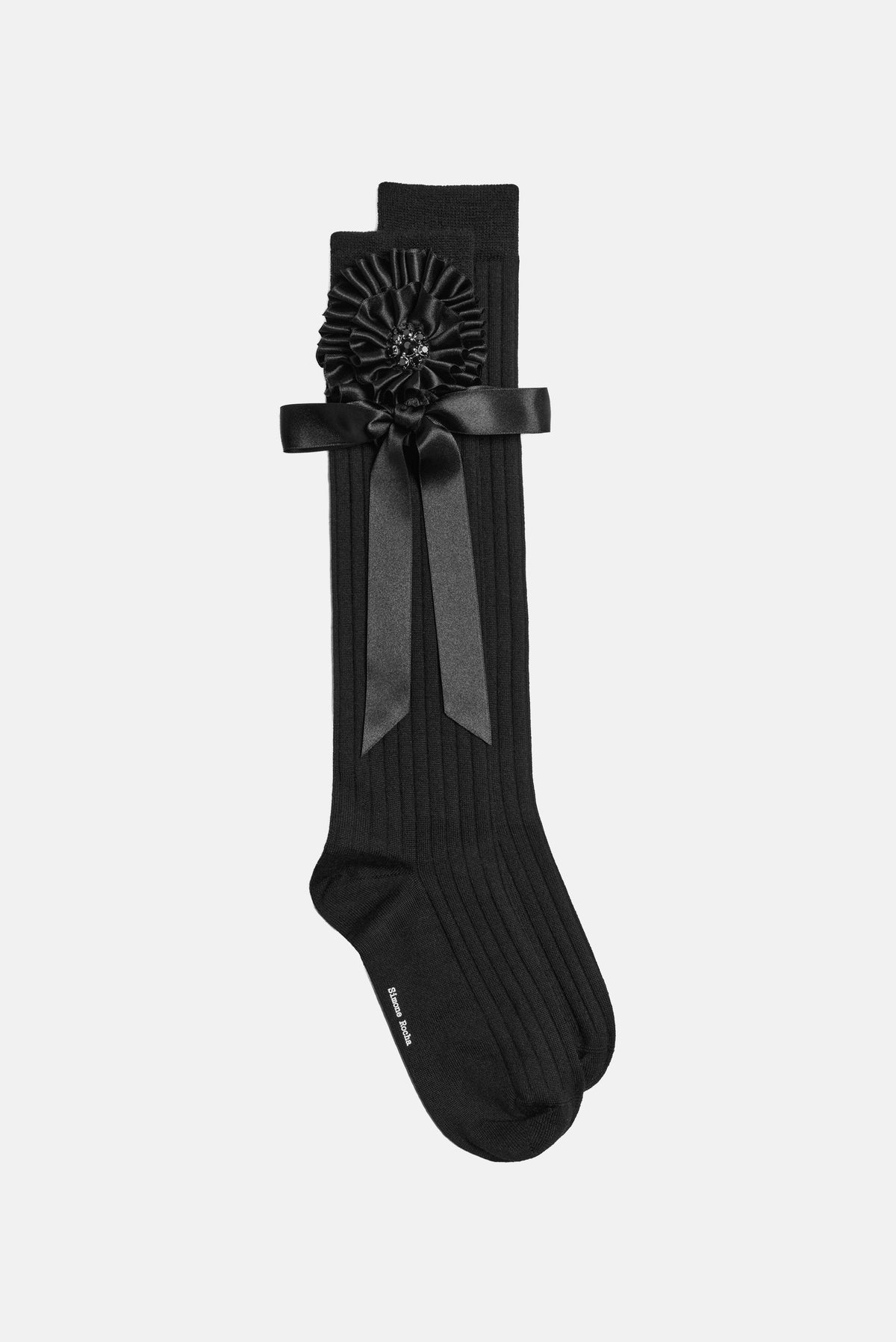 Simone Rocha Women Merino Silk Knee Socks With Ribbon Rosette SIMONE ROCHA