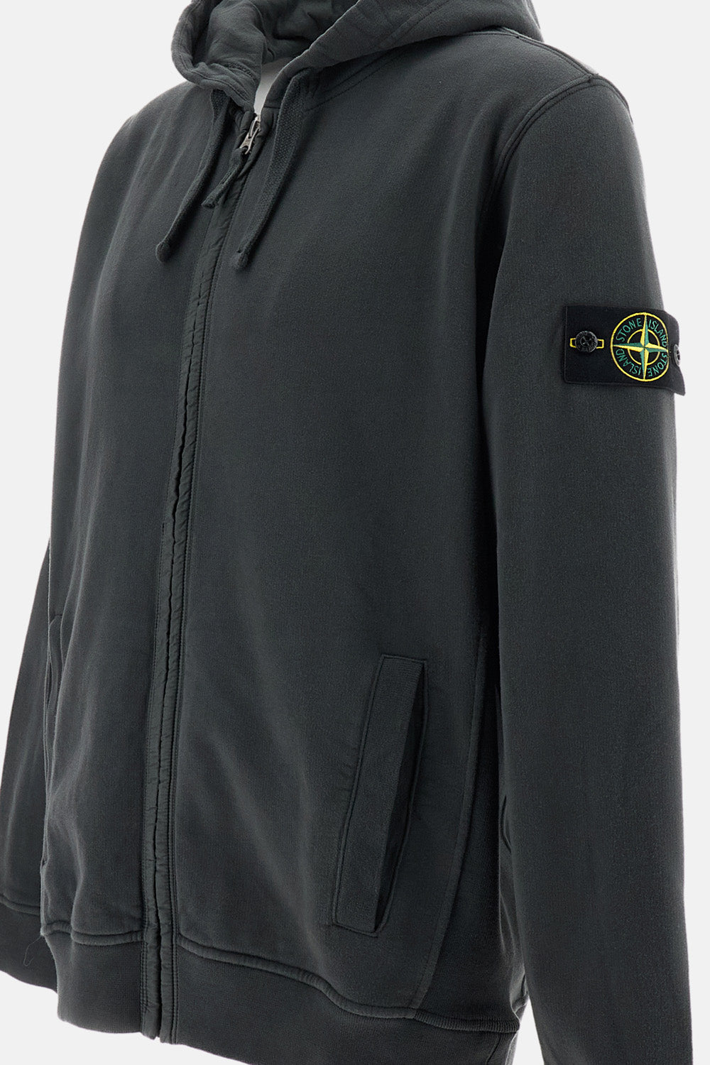 Stone Island Men Brushed Organic Cotton Fleece Zip Hooded Sweatshirt STONE ISLAND