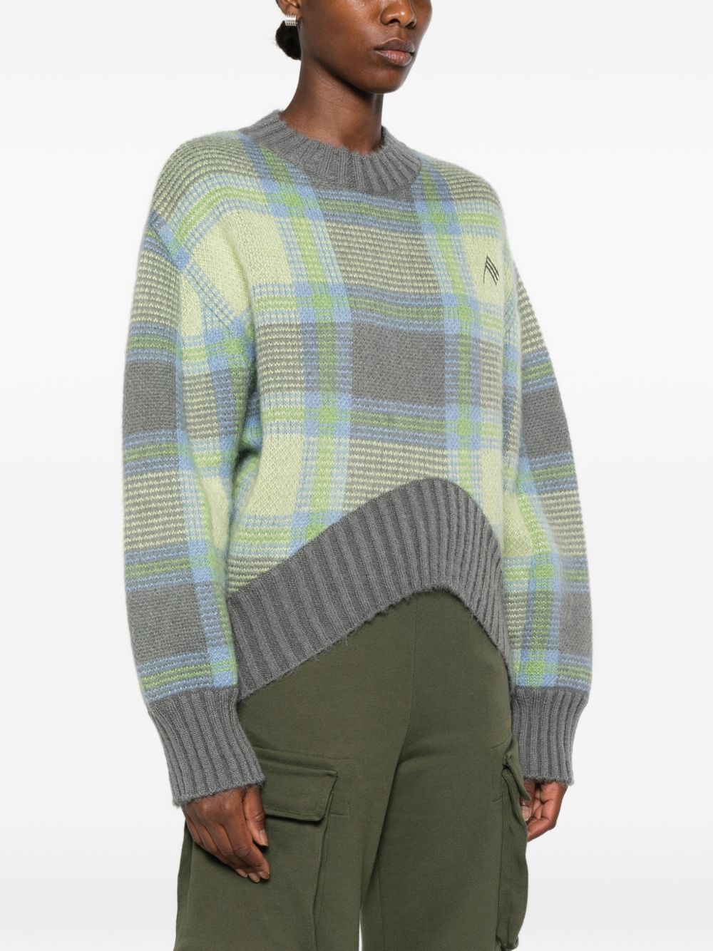 The Attico Women Checked Wool Crewneck Sweater