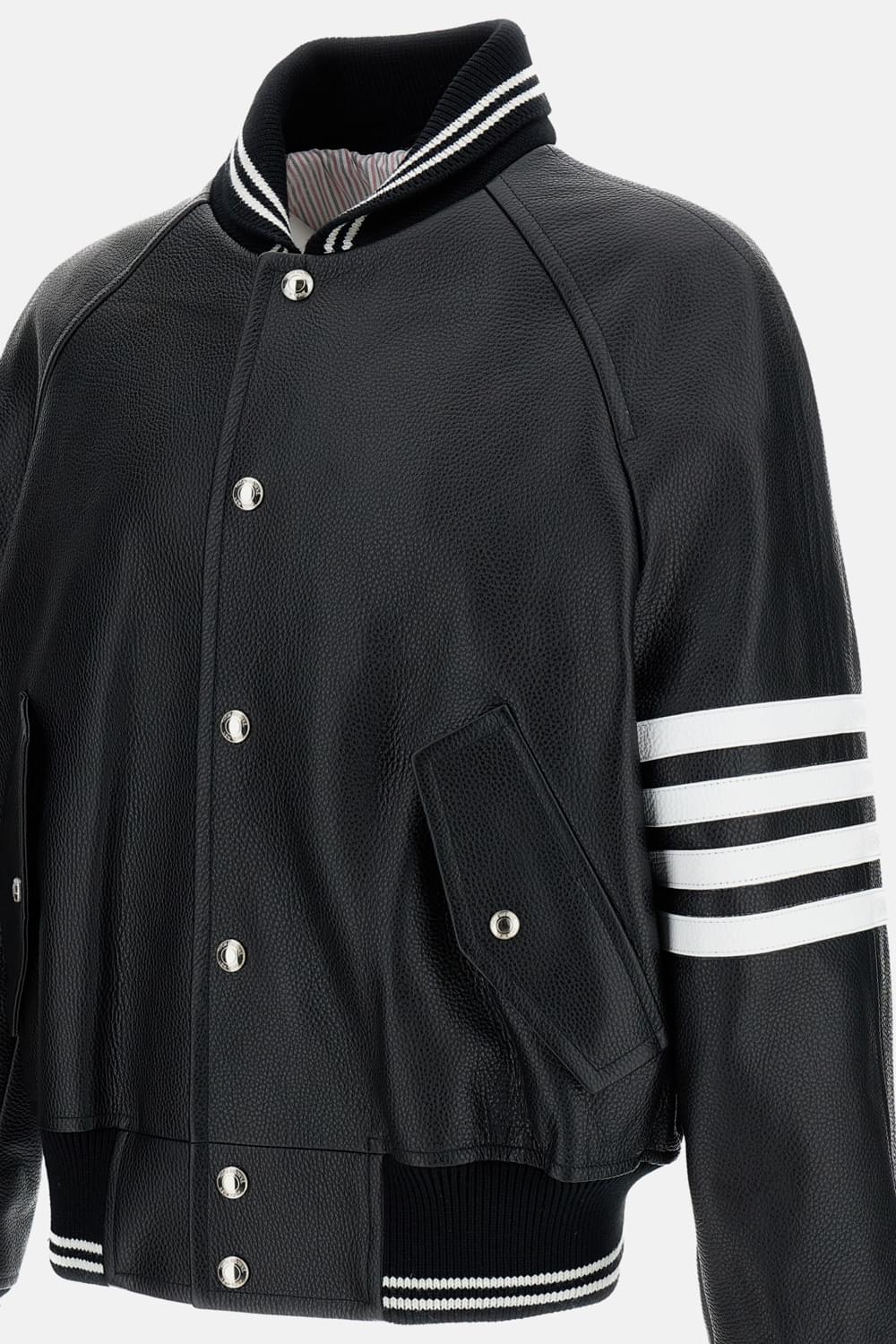 Thom Browne Men Oversized Leather Bomber Jacket THOM BROWNE