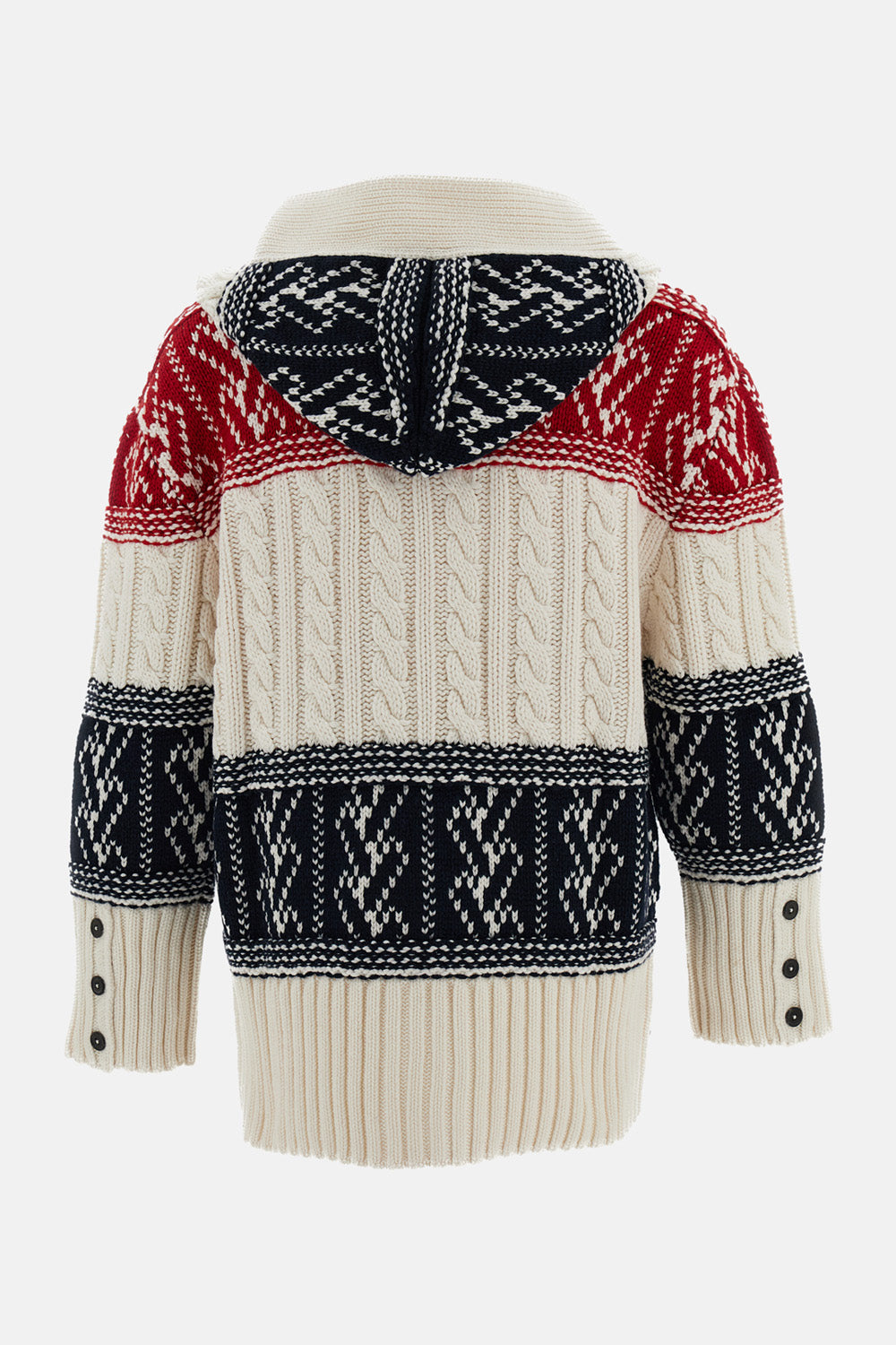 Thom Browne Men Cable Fairisle Float Jacquard Hoodie Duffle Jacket In Chunky Cashmere THOM BROWNE