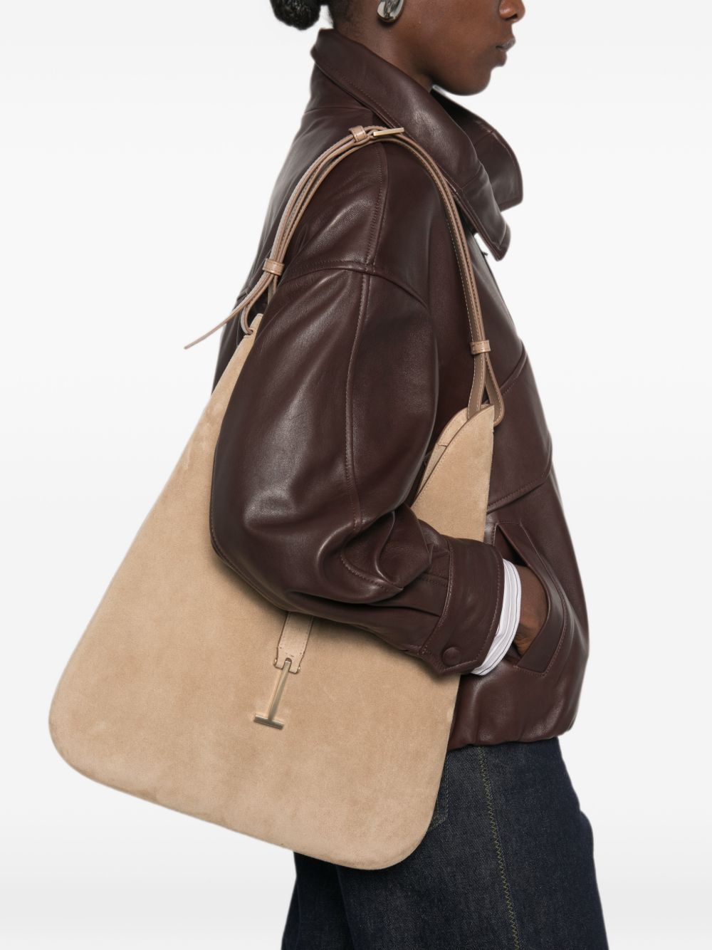 Tom Ford Women Suede Leather Medium Hobo Bag