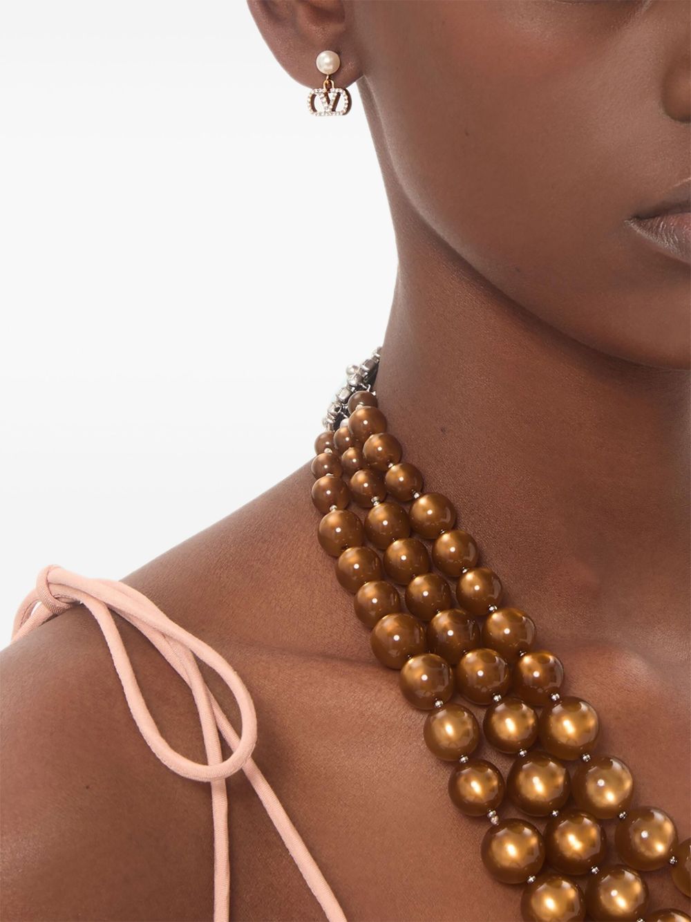 Valentino Garavani Women Vlogo Signature Strass Pearl Earrings VALENTINO GARAVANI