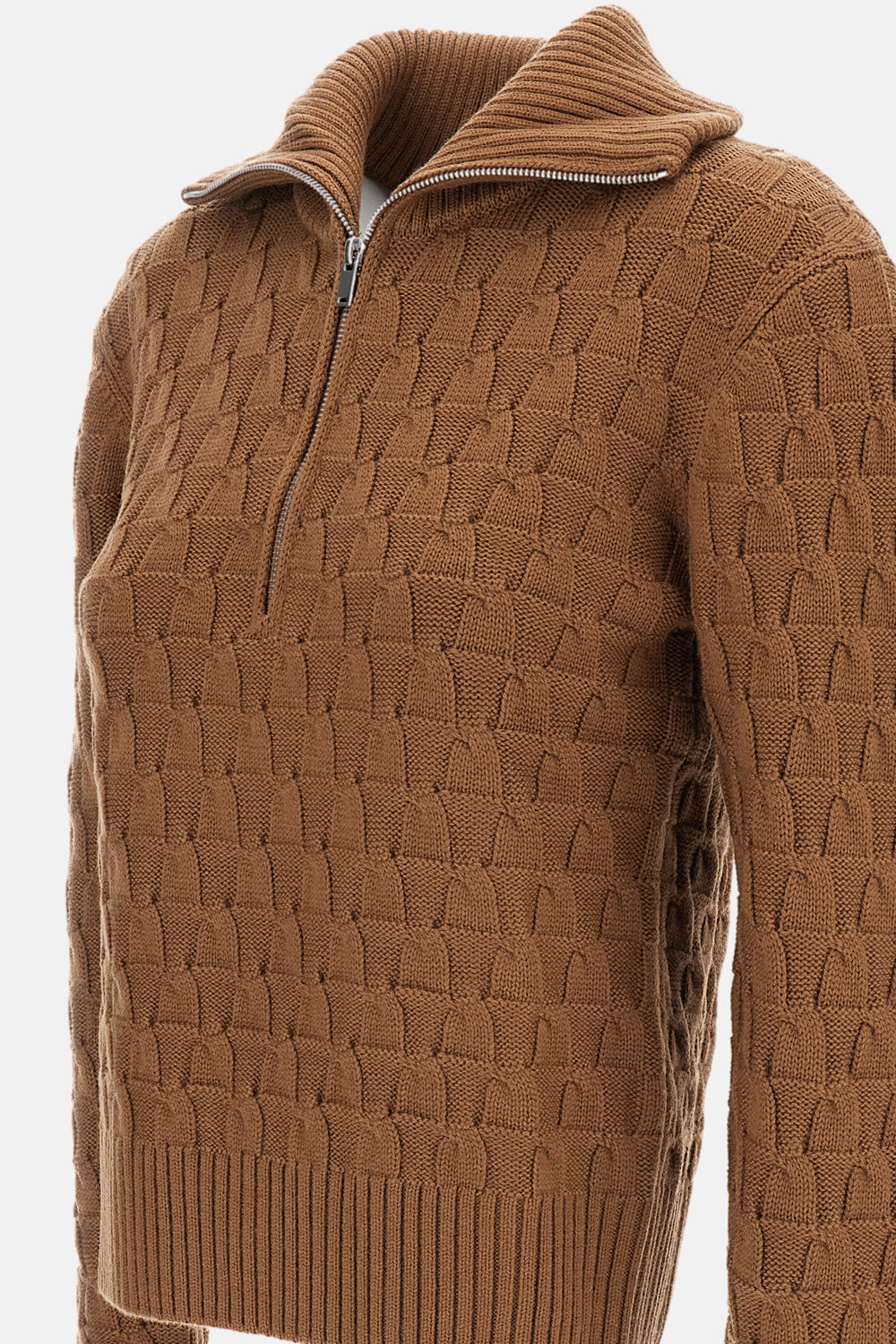 Wales Bonner Women Acoustic Knitted Wool Half-Zip Turtleneck Sweater WALES BONNER