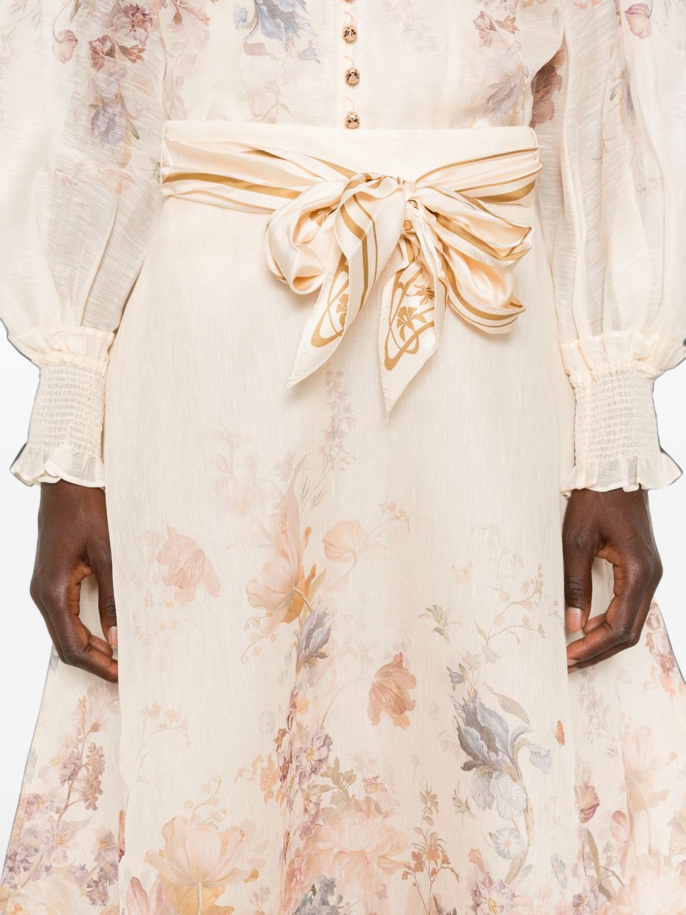 Zimmermann Women Ascent Linen And Silk Midi Skirt ZIMMERMANN