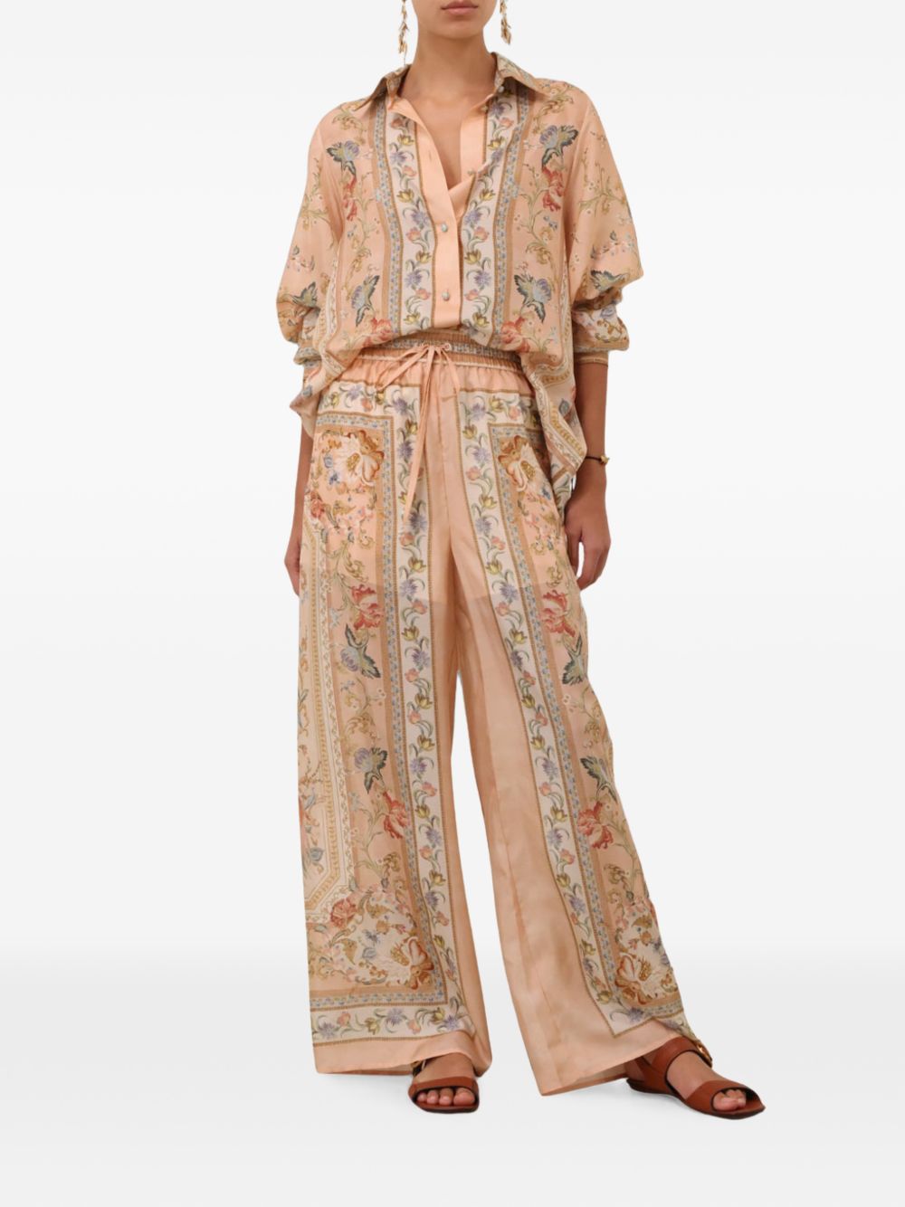 Zimmermann Women Roselight Printed Silk Trousers ZIMMERMANN