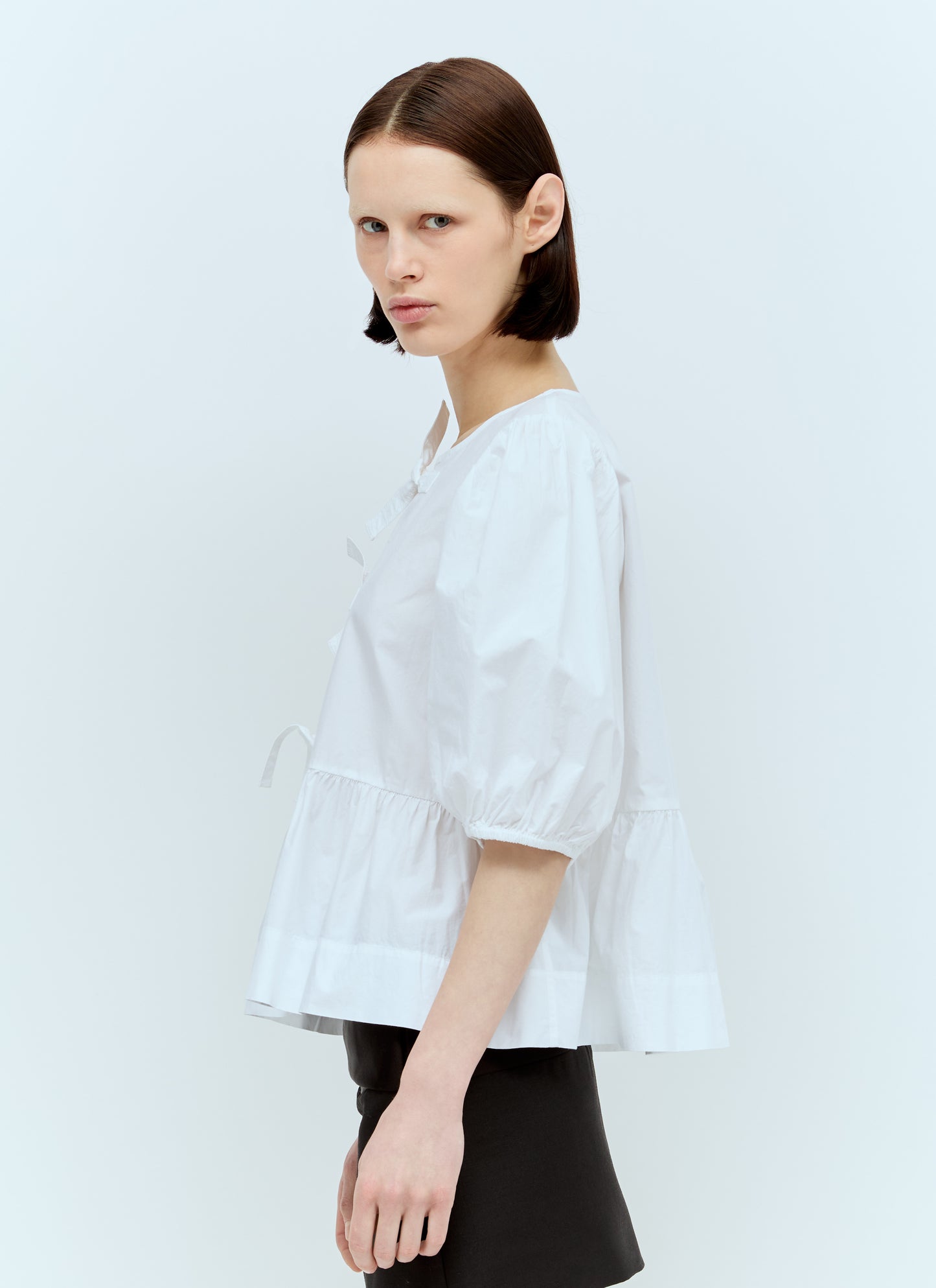Ganni Women Cotton Poplin Peplum Blouse GANNI
