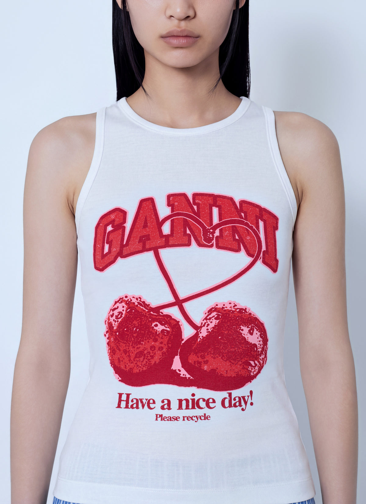 Ganni Women Compact Rib Jersey Tank Top GANNI