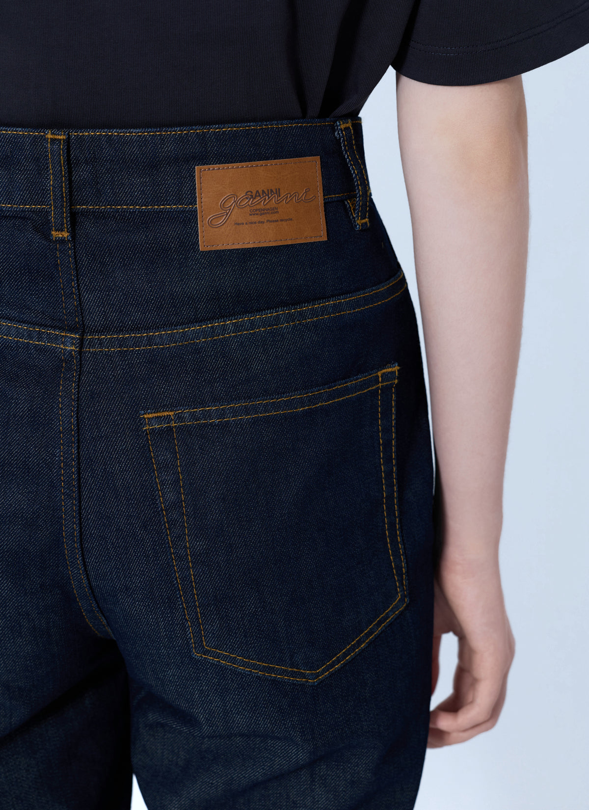 Ganni Women Slub Denim Fold Jeans GANNI