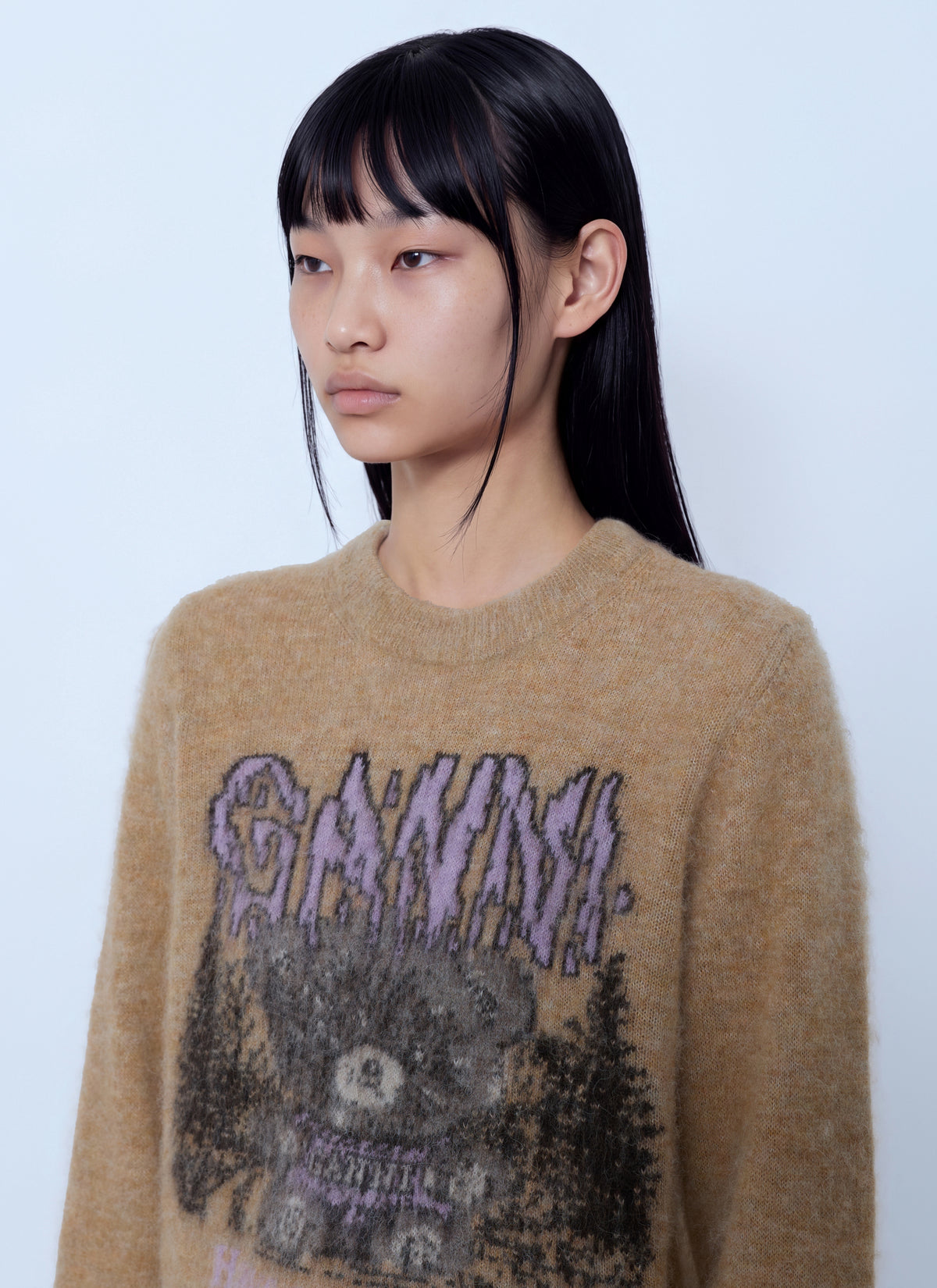 Ganni Women Brushed Alpaca Teddy Sweater GANNI
