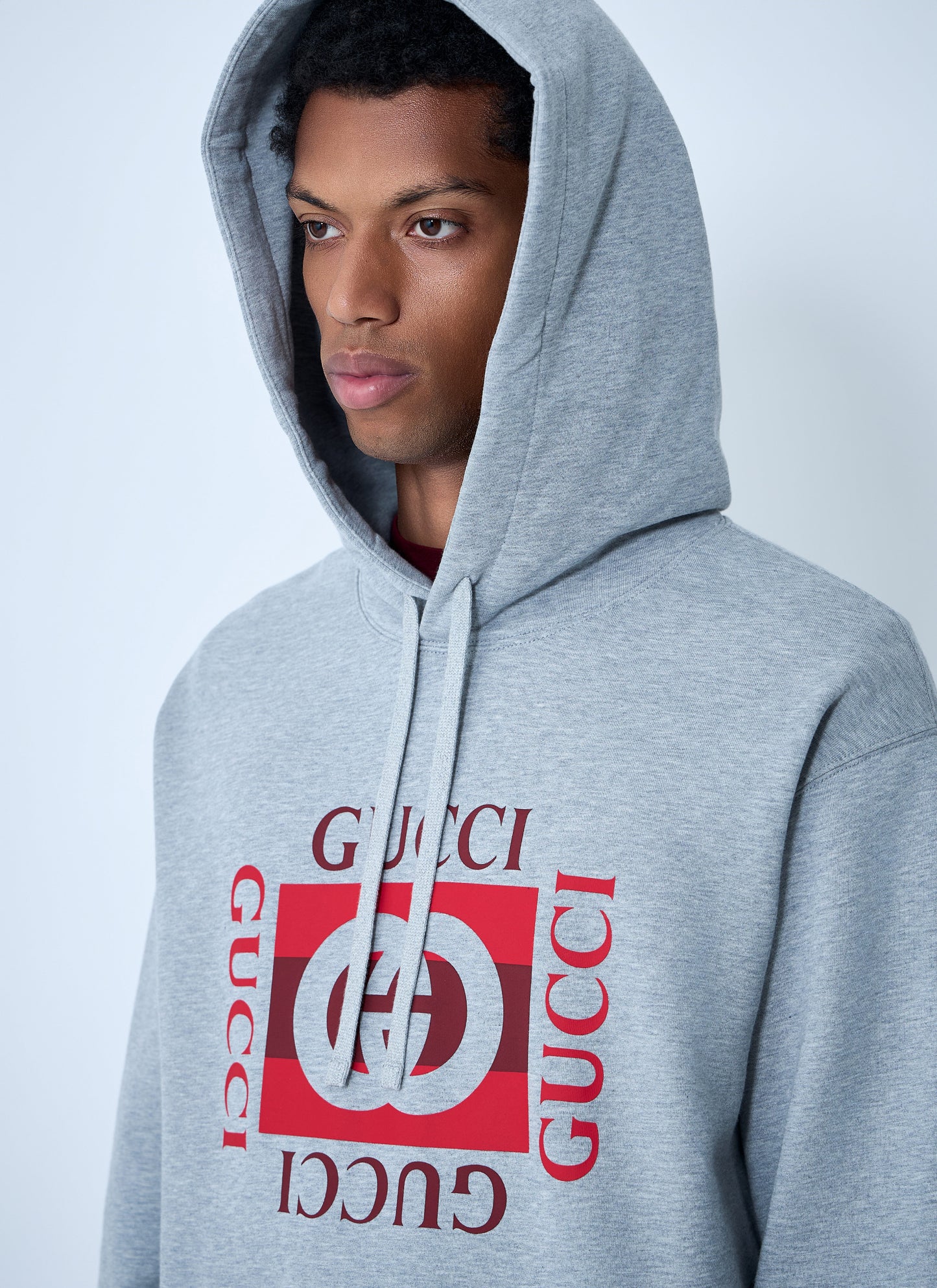 Gucci Men Logo Motif Hooded Sweatshirt GUCCI