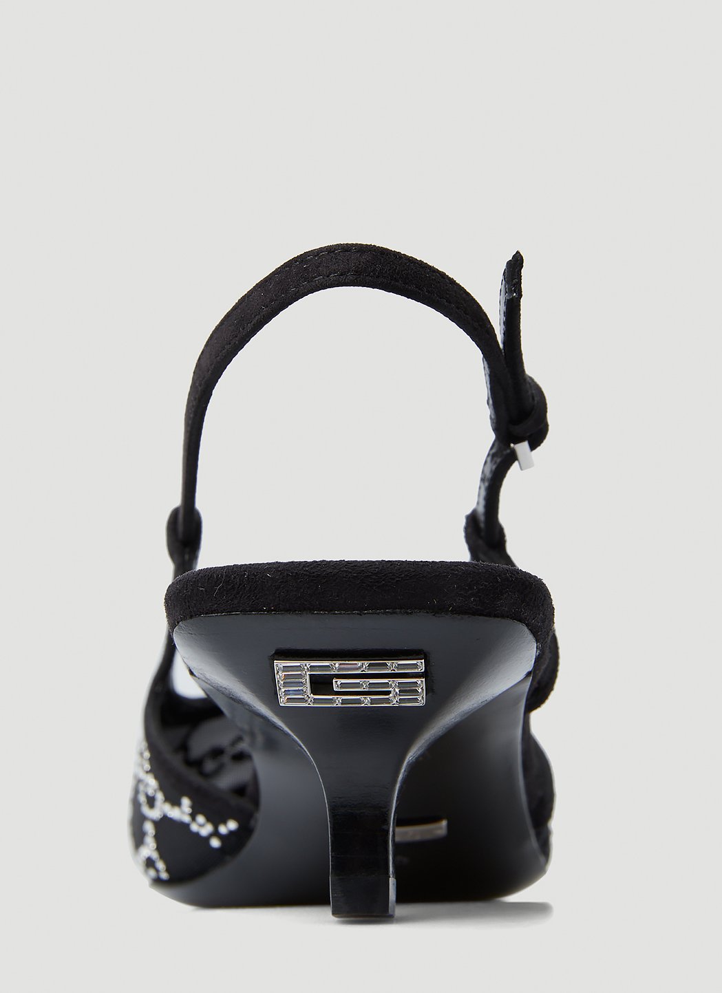 Gucci Women Crystal Gg Slingback Kitten Heels GUCCI