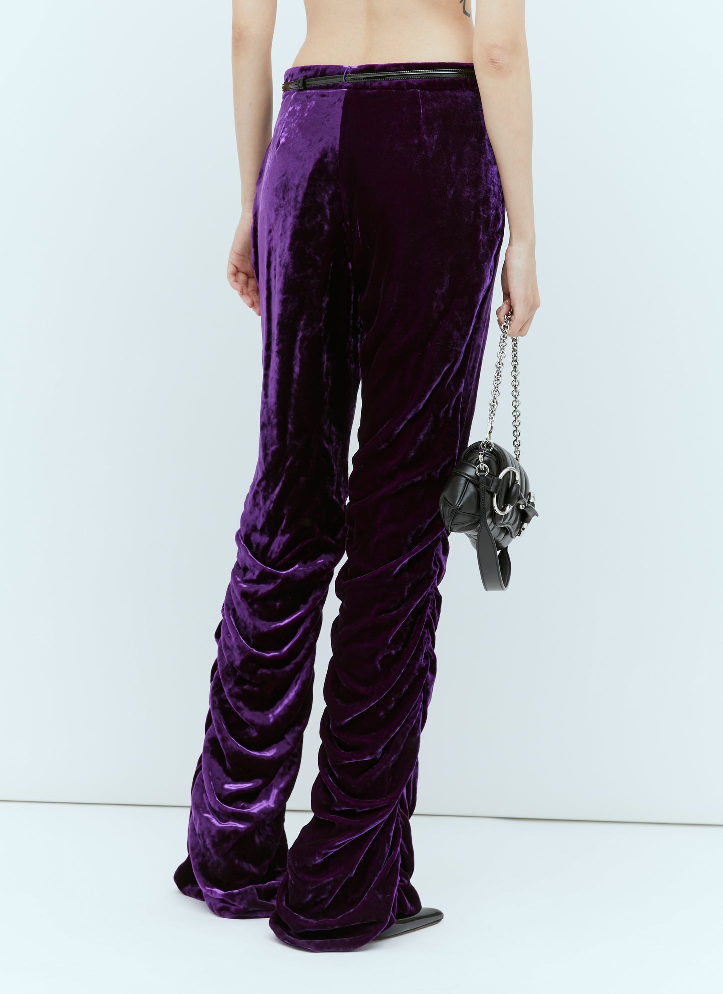 Gucci Women Horsebit Belt Velvet Pants GUCCI