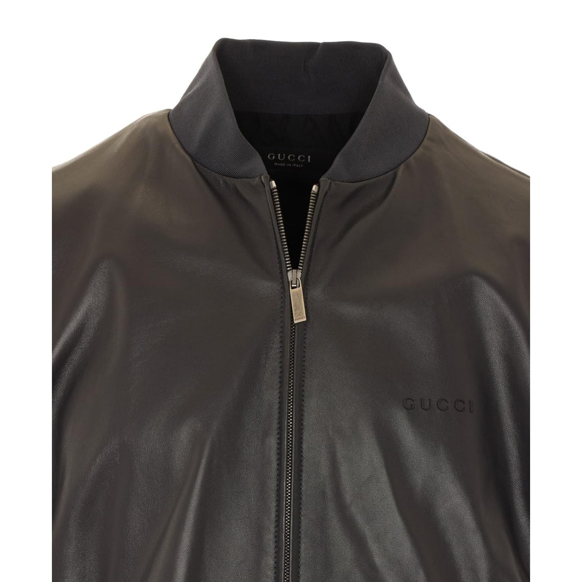 Gucci Men Gucci Men Gucci Logo Leather Bomber GUCCI
