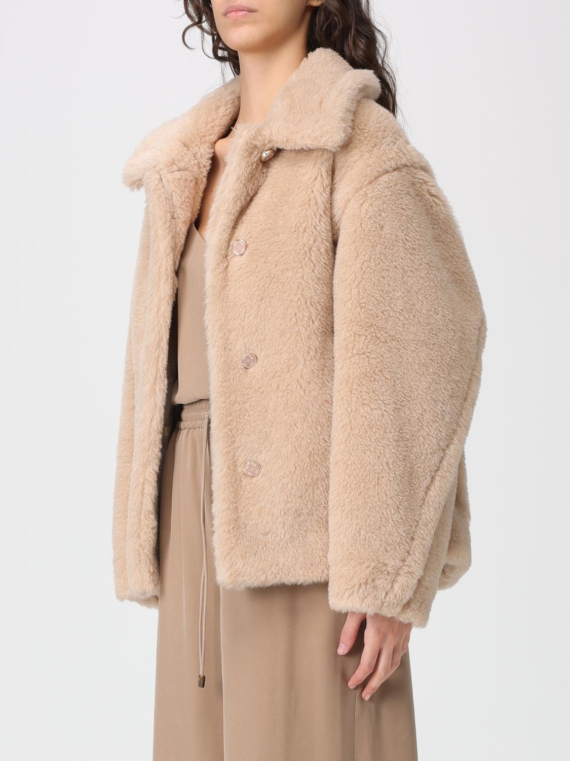 Max Mara Fur Coat Woman Beige MAX MARA