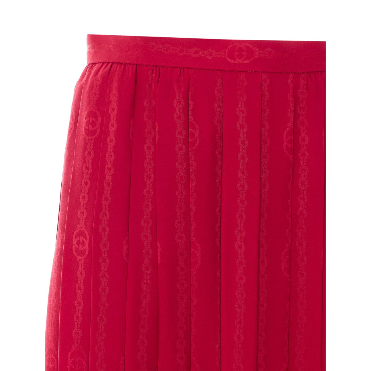 Gucci Women Interlocking G Chain Silk Jacquard Midi Skirt GUCCI