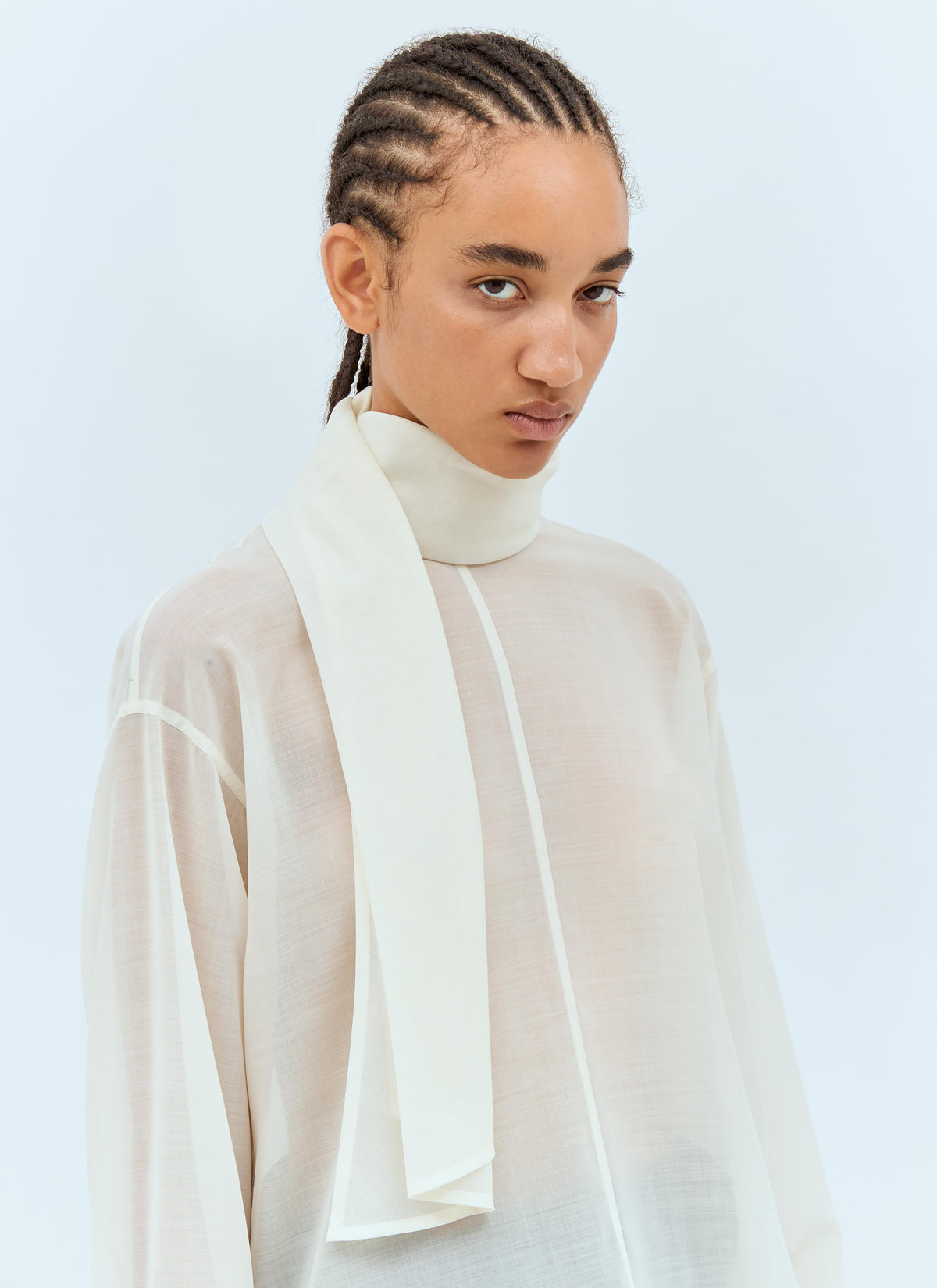 Issey Miyake Women Sheer Shirt With Shawl ISSEY MIYAKE