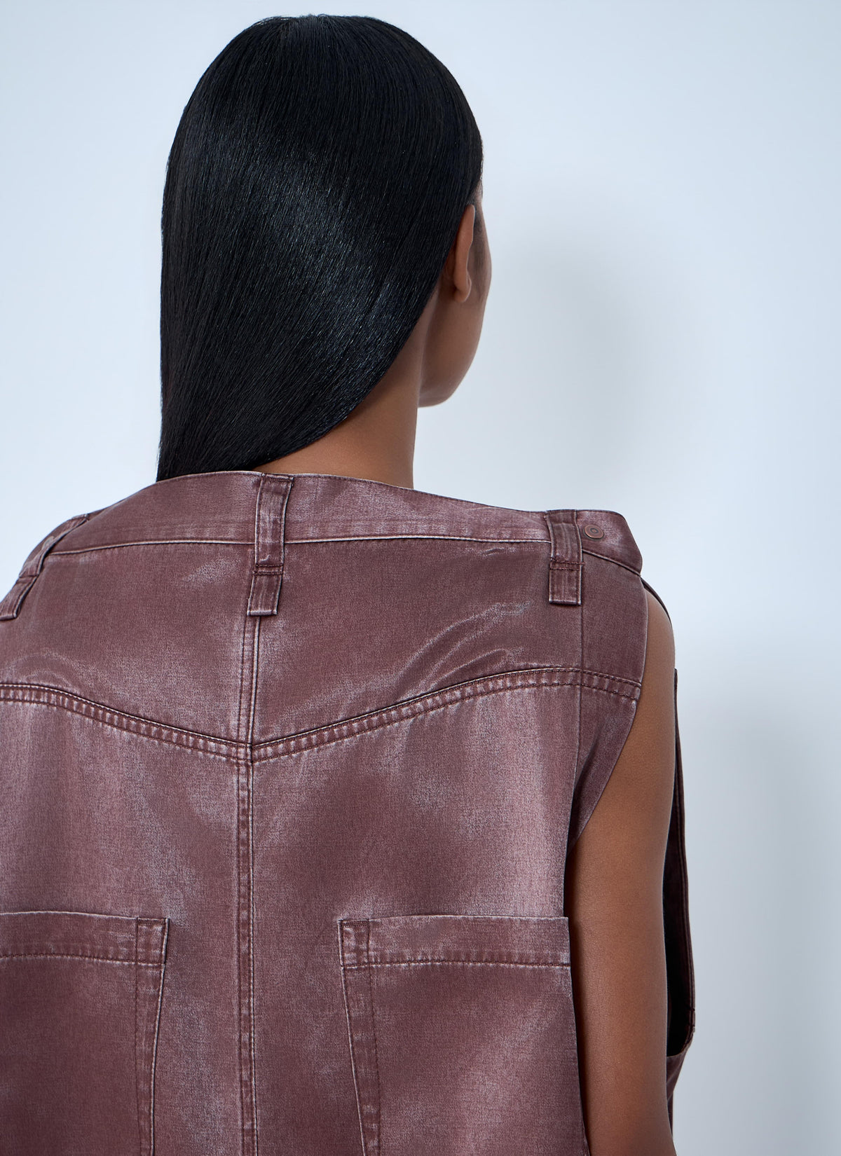 Issey Miyake Women Satin Denim Sleeveless Top ISSEY MIYAKE