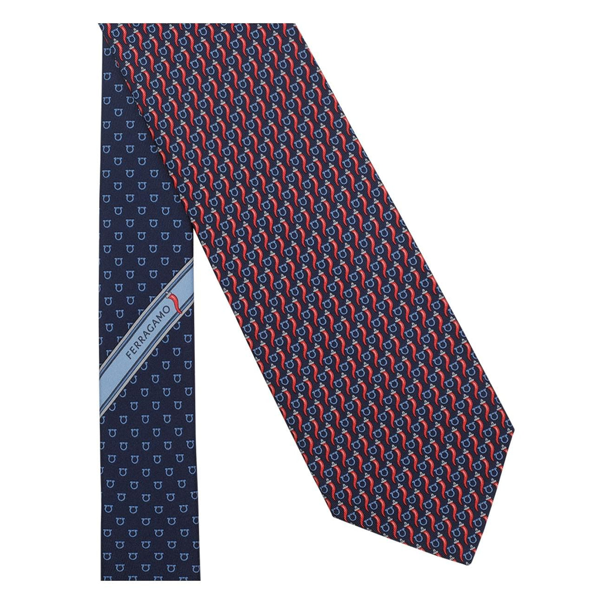 Ferragamo Men Italian Horn Printed Silk Tie FERRAGAMO
