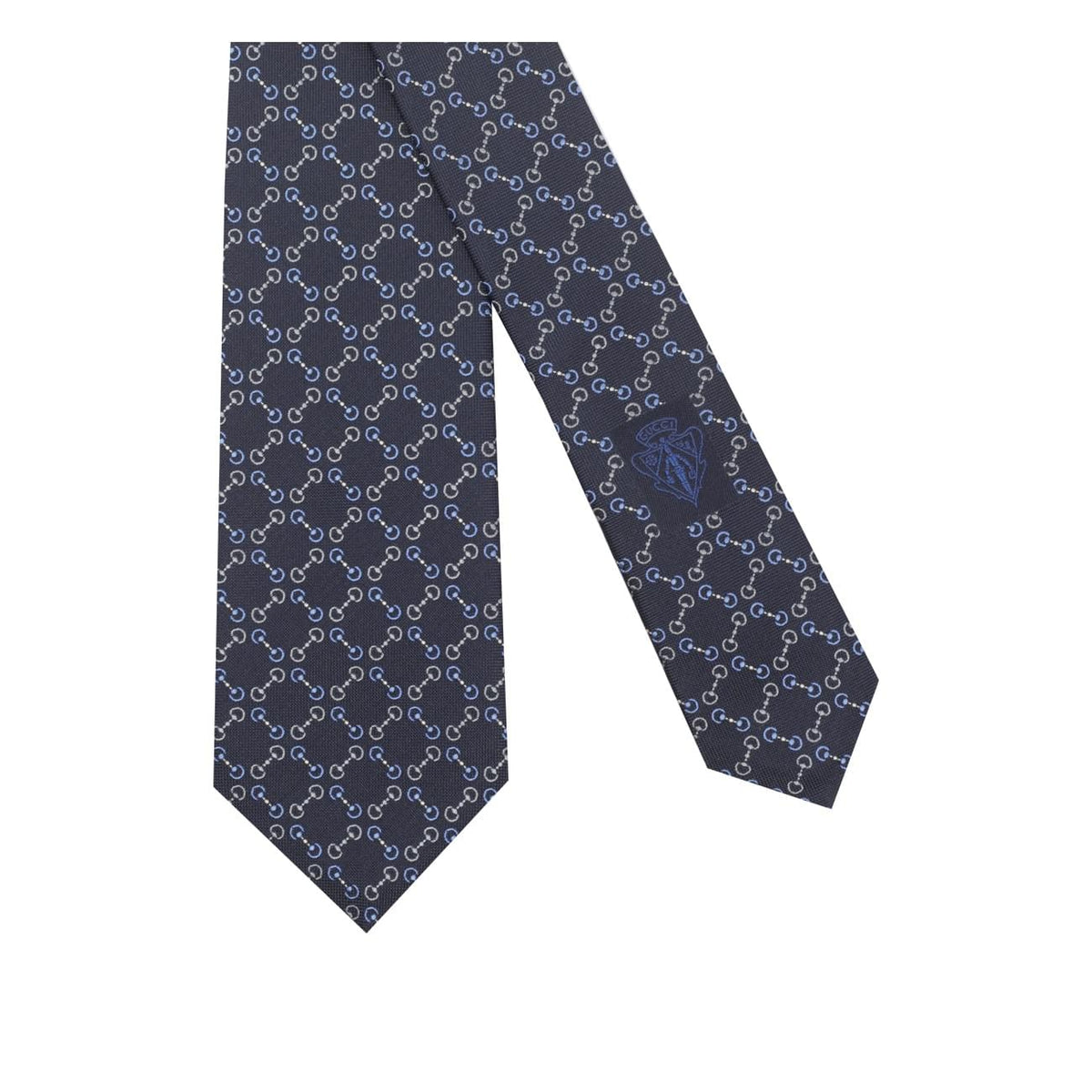 Gucci Men Jacquard Silk Tie With Clamp GUCCI