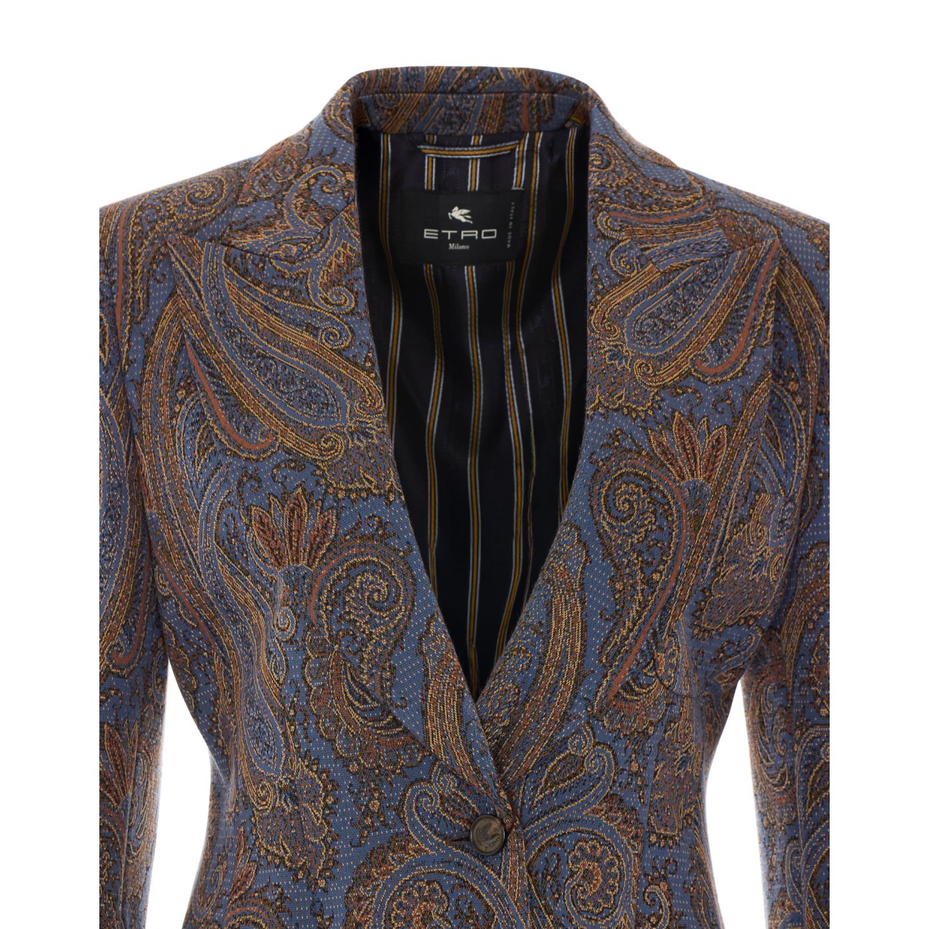 Etro Women Jacquard Single-Breasted Jacket In Cotton Blend With Paisley Pattern ETRO