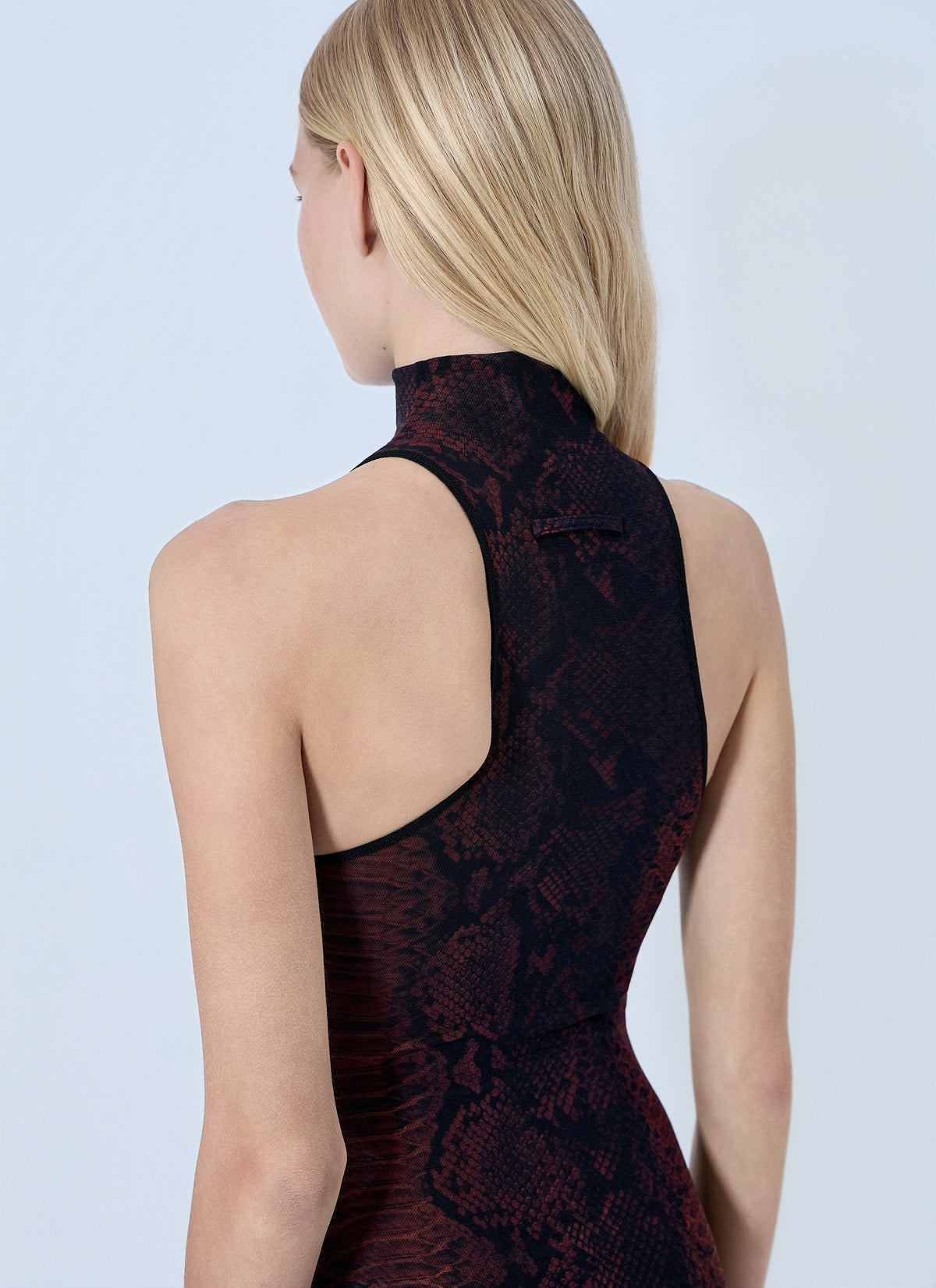 Jean Paul Gaultier Women Mesh High Neck Python Printed Long Dress JEAN PAUL GAULTIER