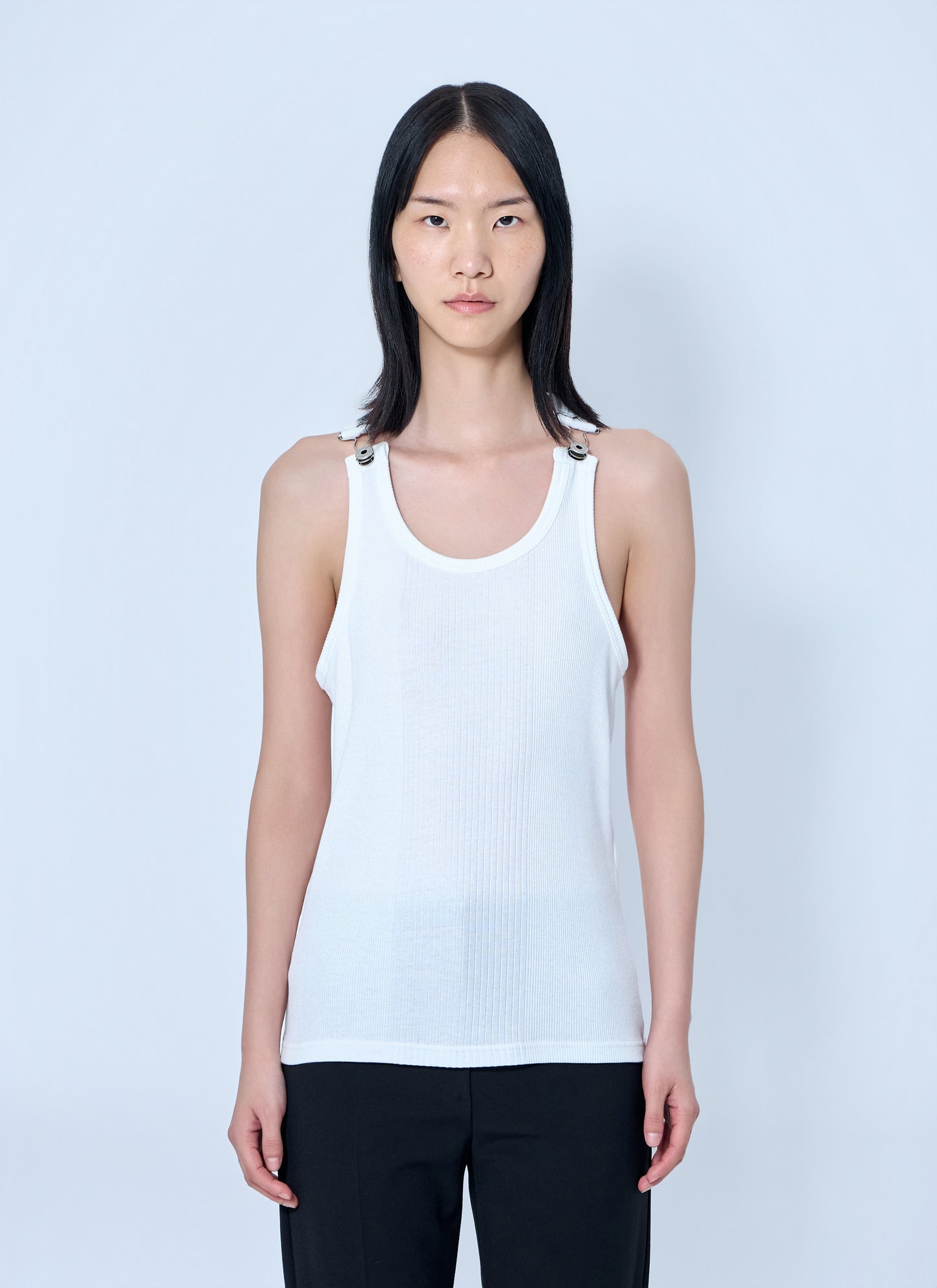 Jean Paul Gaultier Men Ribbed Tank Top With Metallic Hardware JEAN PAUL GAULTIER