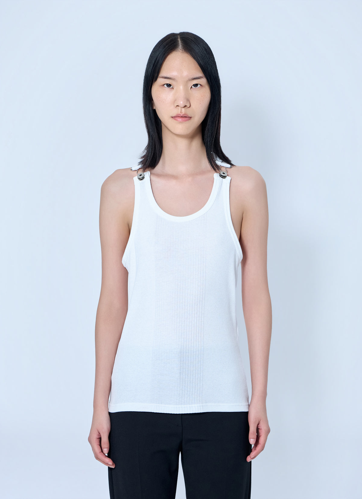 Jean Paul Gaultier Men Ribbed Tank Top With Metallic Hardware JEAN PAUL GAULTIER