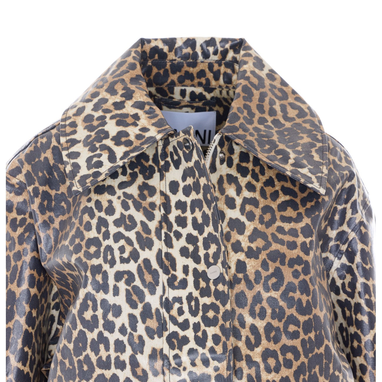 Ganni Women Laminated Leopard Jacket GANNI