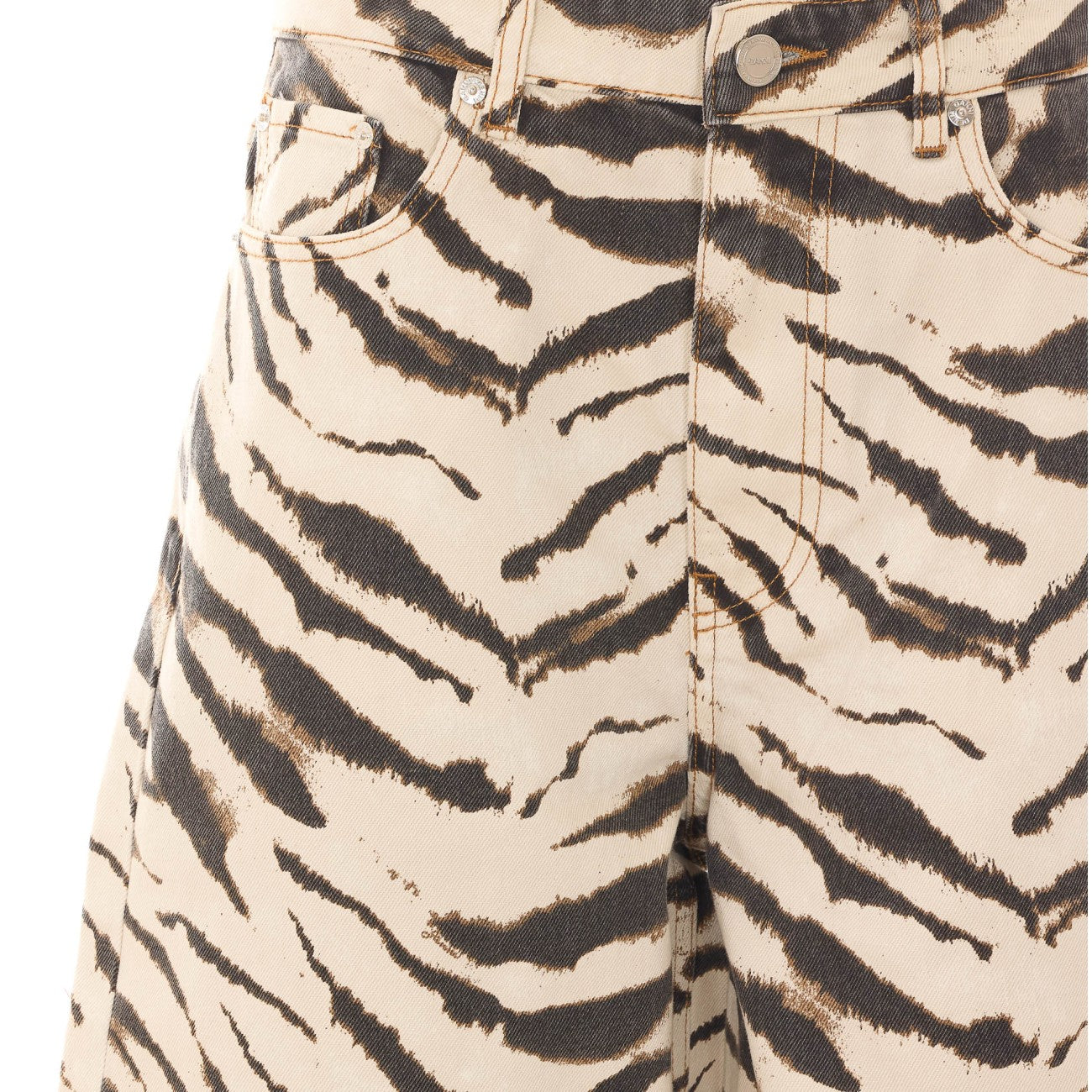Ganni Women Lari Wide Jeans In Zebra Denim GANNI