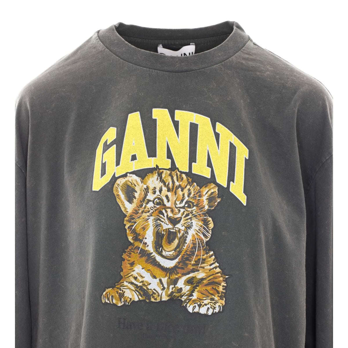 Ganni Women Logo Long Sleeves T-Shirt With Future Tiger Print GANNI