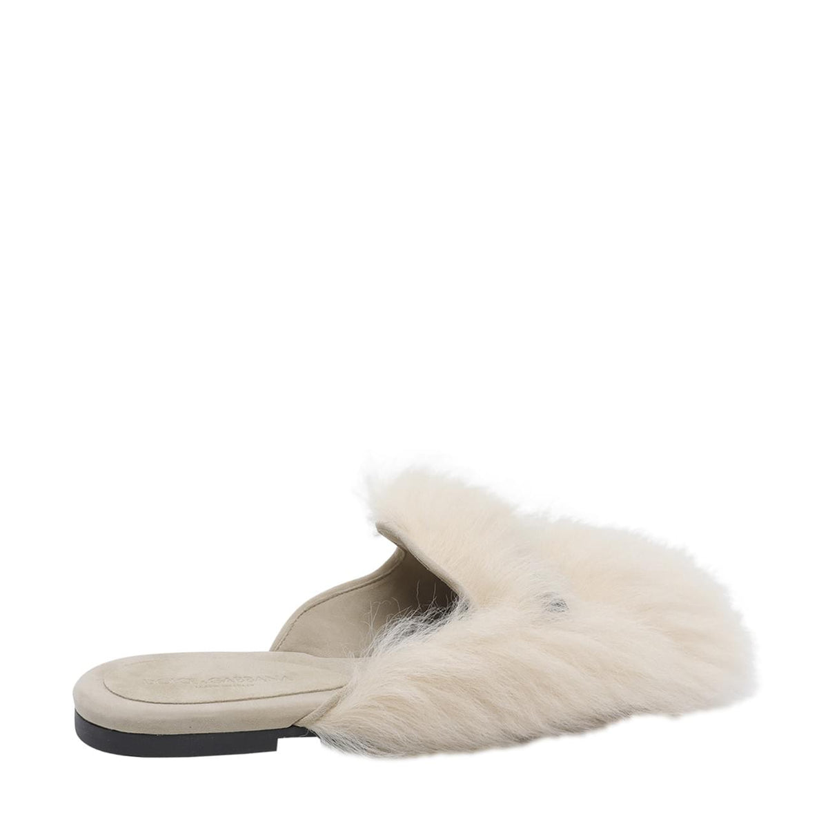 Dolce&Gabbana Women Logo Shearling And Suede Slippers DOLCE & GABBANA