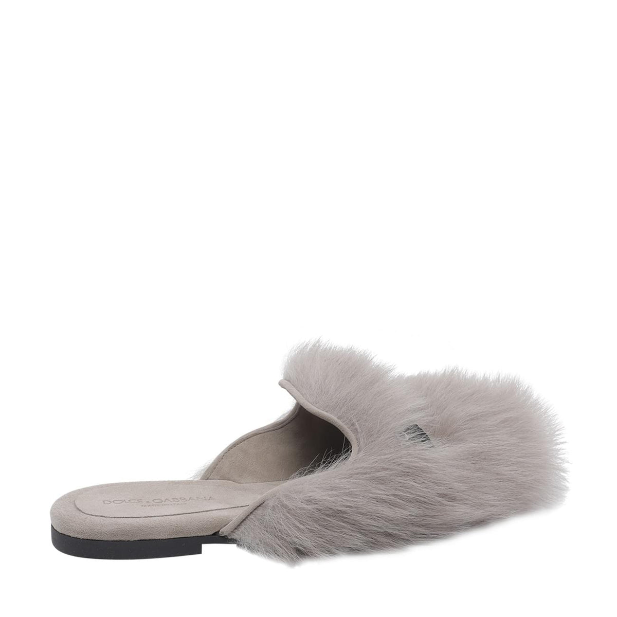 Dolce&Gabbana Women Logo Shearling And Suede Slippers DOLCE & GABBANA