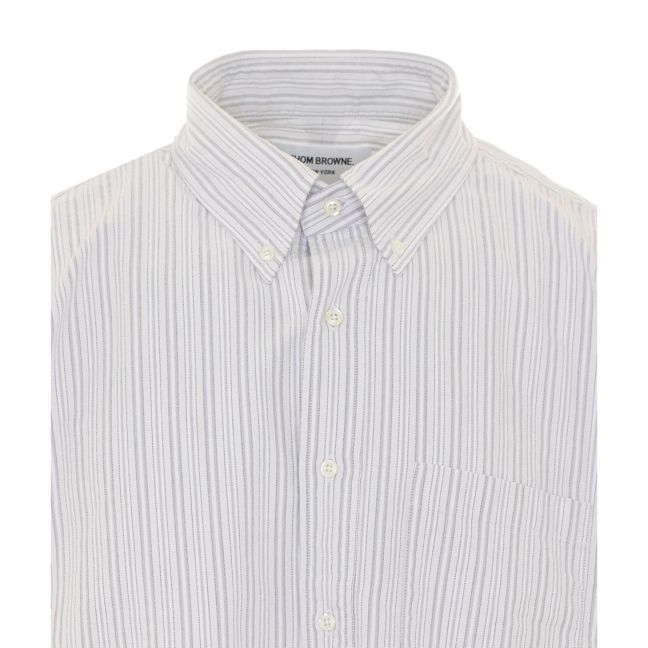 Thom Browne Men Logo Striped Oxford Short Sleeves Shirt THOM BROWNE