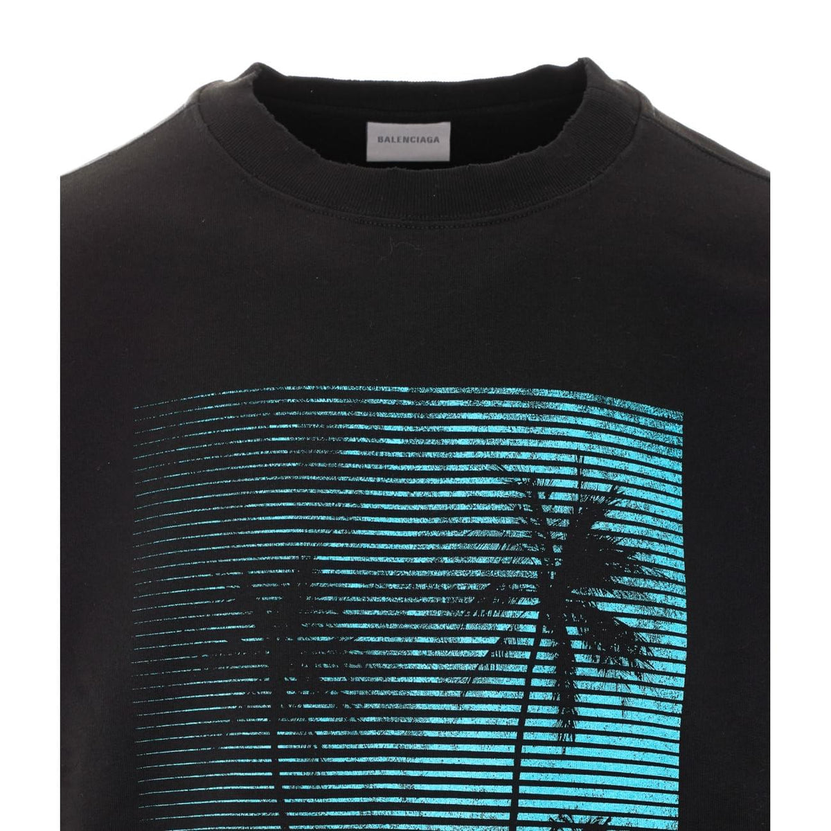 Balenciaga Men Logo Sweatshirt With Palm Tree Print BALENCIAGA