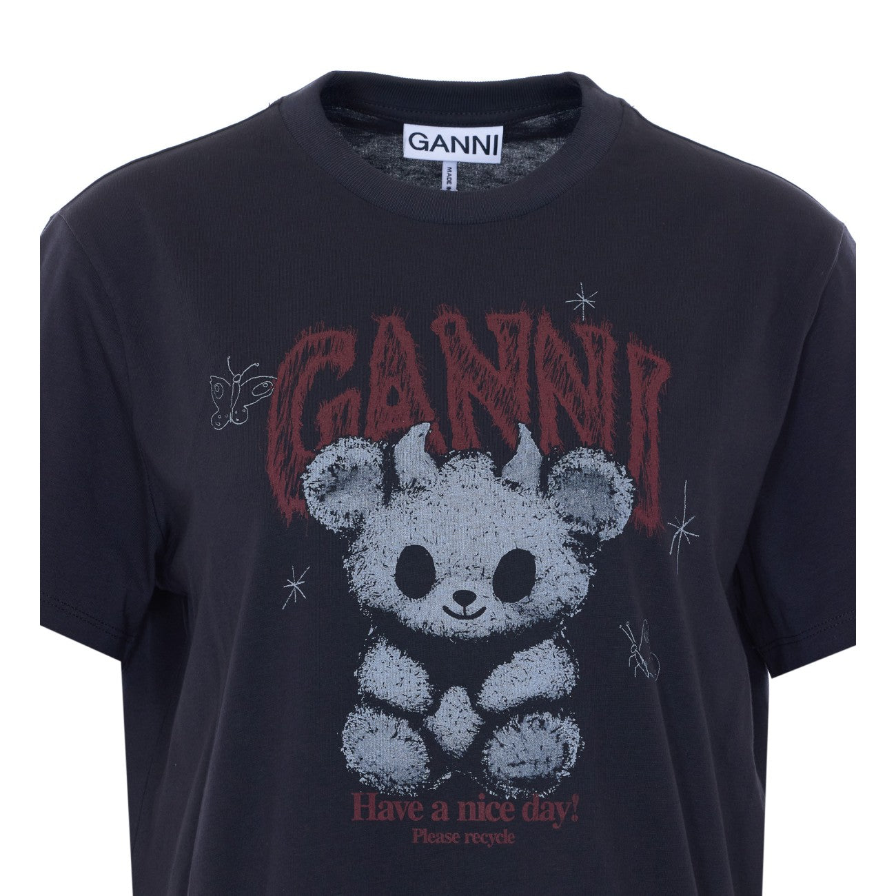 Ganni Women Logo T-Shirt With Bear Print GANNI