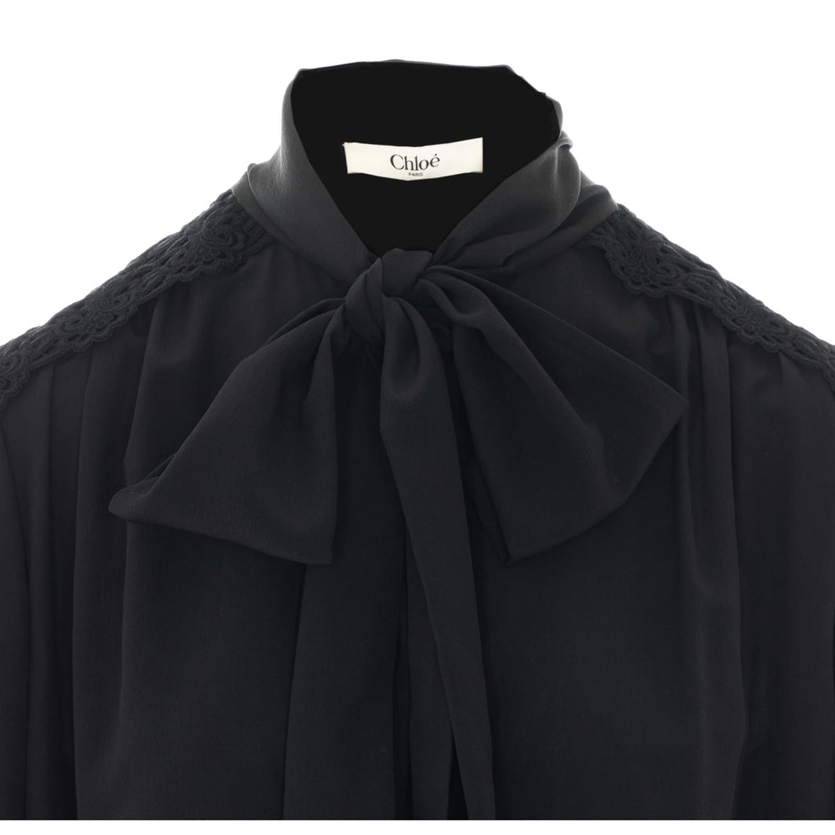 Chloe' Women Maxi Gathered Lavallière Blouse In Crêpe De Chine CHLOE
