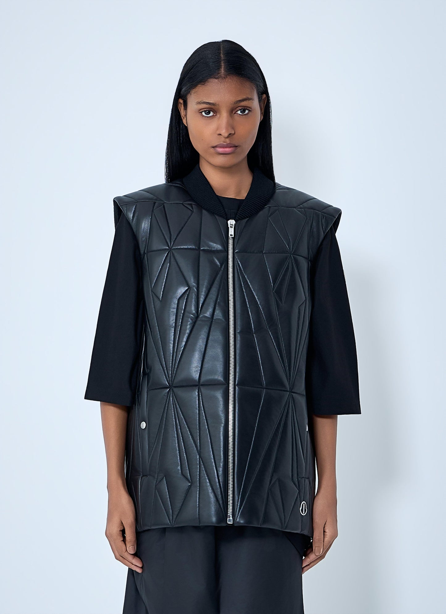 Moncler + Rick Owens Men Geocamo Flight Leather Hooded Gilet MONCLER