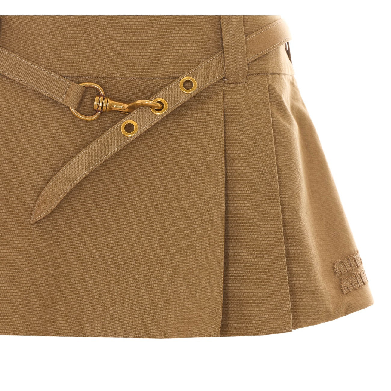 Miu Miu Women Mini Logo Pleated Skirt MIU MIU