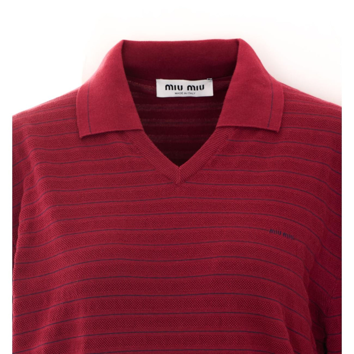 Miu Miu Women Mini Miu Miu Logo V Neck Polo MIU MIU