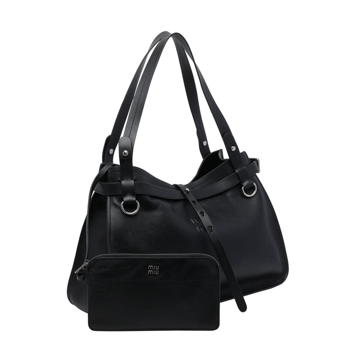 Miu Miu Women Miu Miu Logo Leather Shoulder Bag MIU MIU