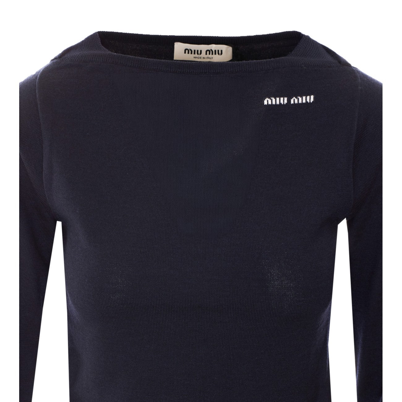 Miu Miu Women Miu Miu Logo Wool Boat Neck Shirt MIU MIU