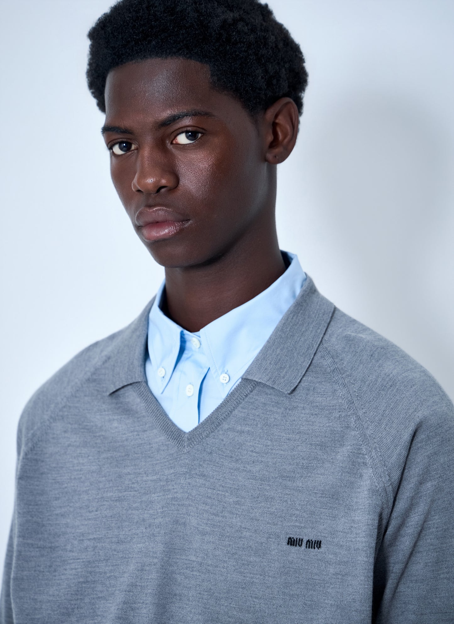 Miu Miu Men V-Neck Knit Sweater MIU MIU