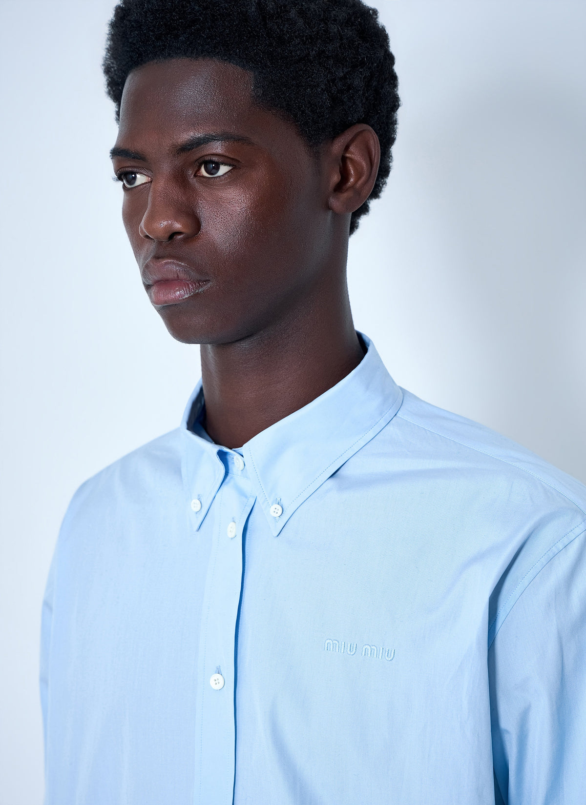 Miu Miu Men Cotton Poplin Button-Down Shirt MIU MIU