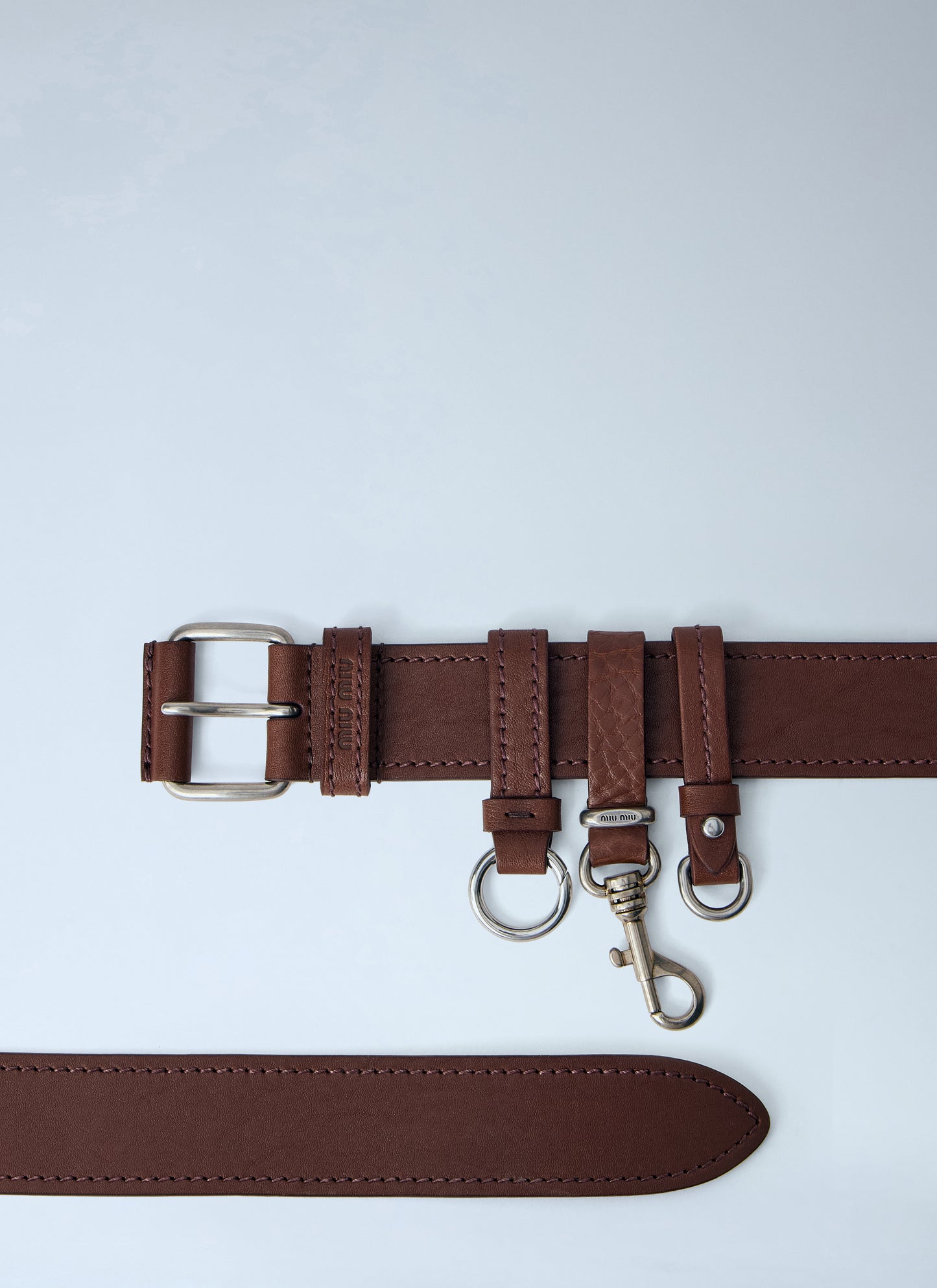 Miu Miu Men Tobacco Leather Belt MIU MIU